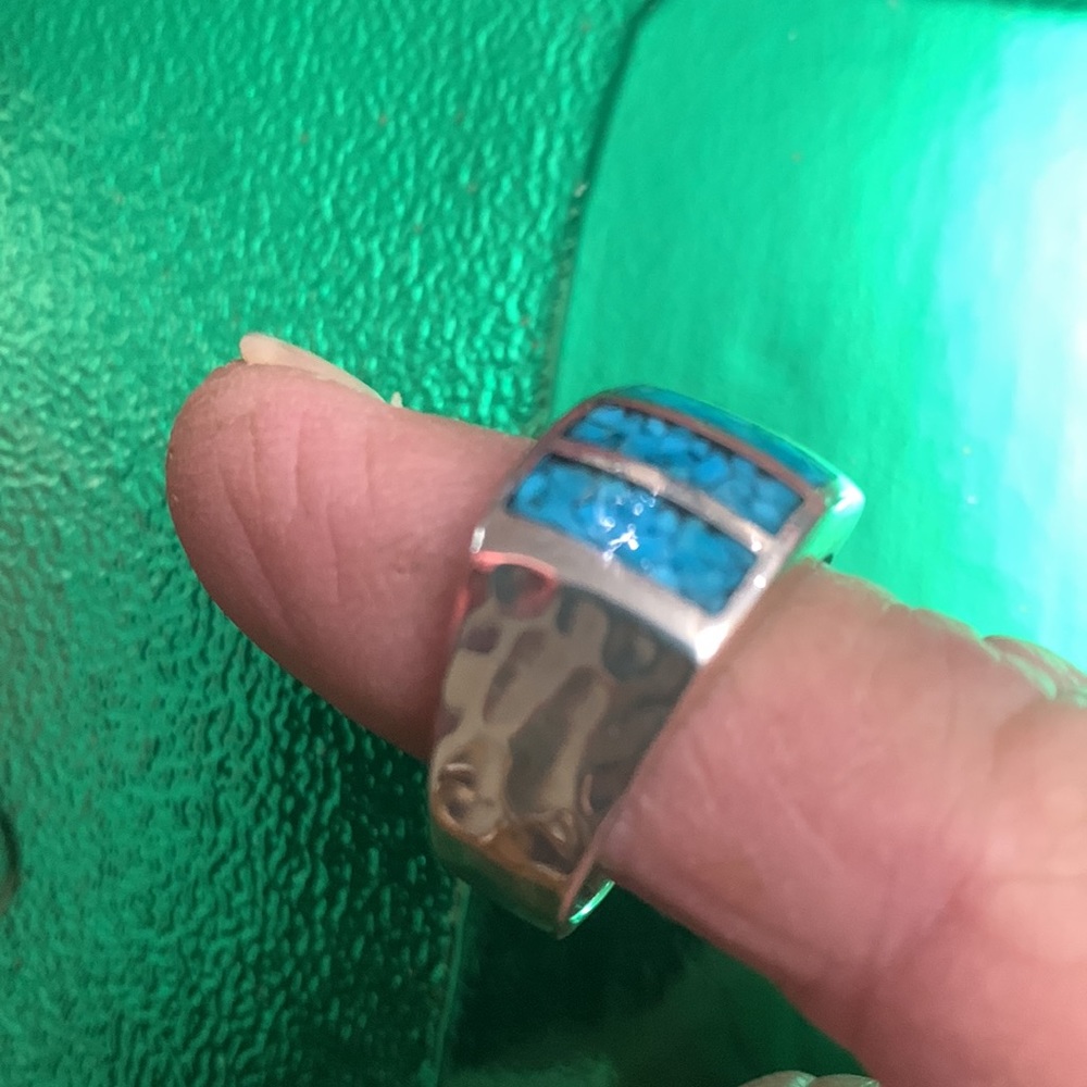 STERLING SILVER INLAID TURQUOISE RING - Picture 14 of 16
